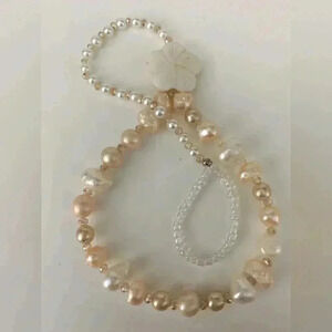 Barefoot Sandal for wedding, fresh water pearls and faceted crystals, stretchy
